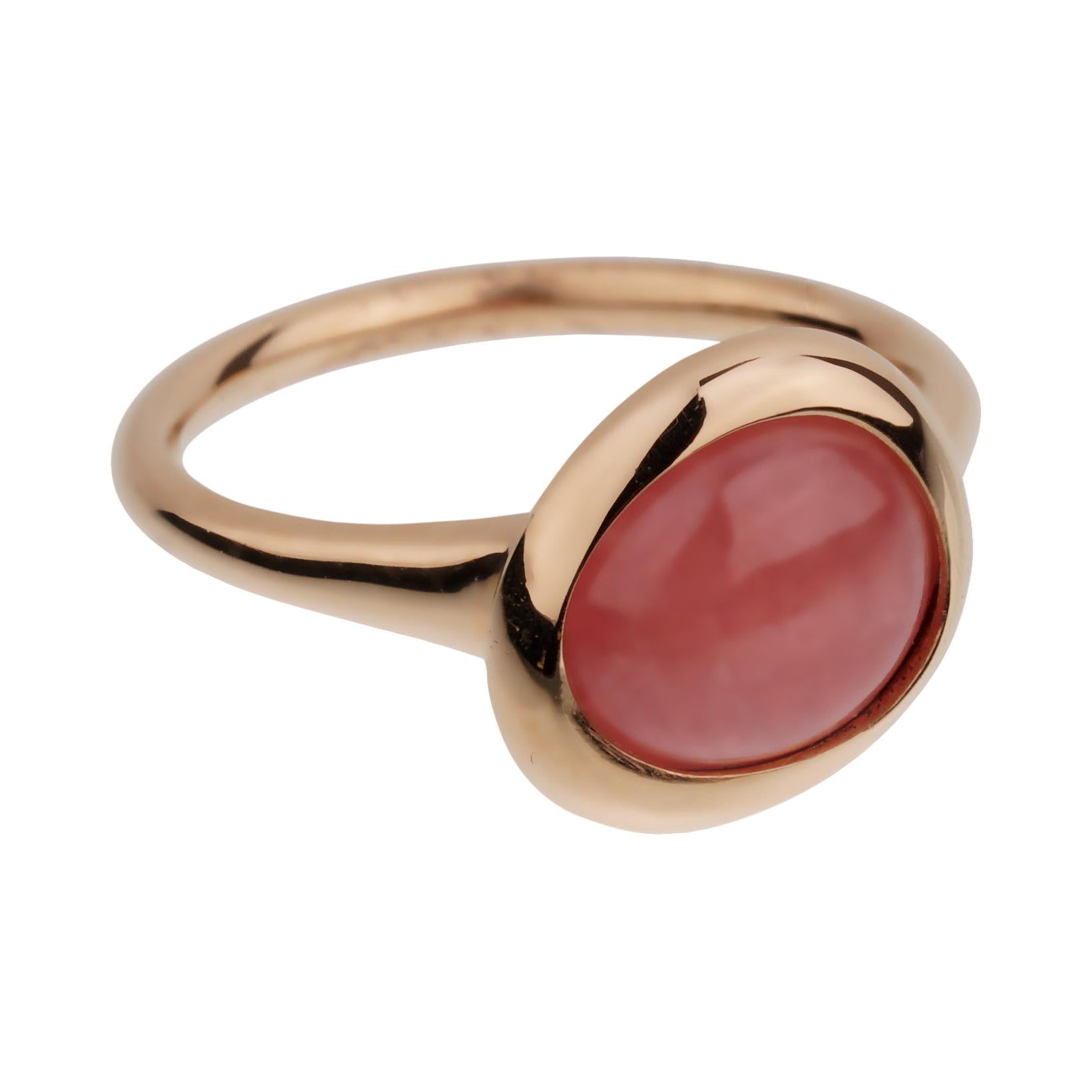 Fred of Paris 3ct Pink Quartz Cabochon Rose Gold Cocktail Ring For Sale