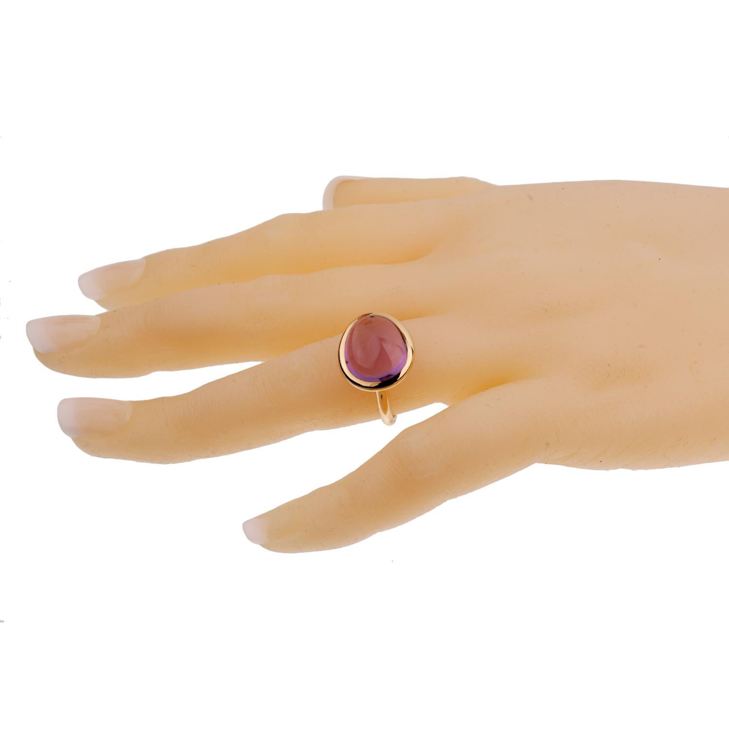 Taille cabochon Fred of Paris Bague cocktail en or rose avec cabochon en améthyste de 7 carats en vente