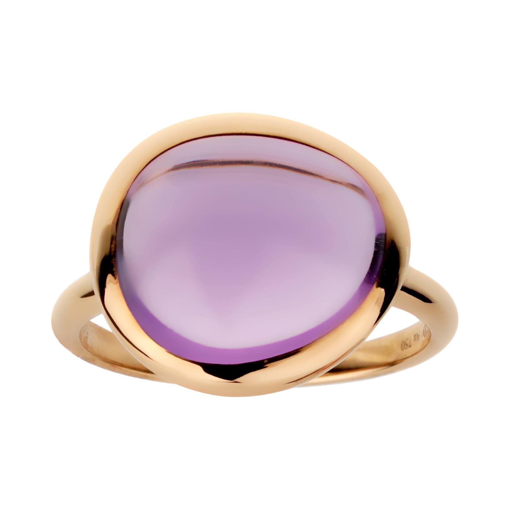 Fred of Paris 7ct Amethyst Cabochon Rose Gold Cocktail Ring For Sale