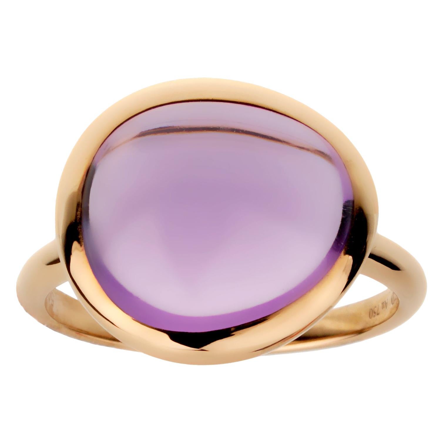 Fred of Paris 7ct Amethyst Cabochon Rose Gold Cocktail Ring For Sale