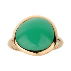 Fred of Paris 7 Karat Chrysophase Cabochon Gelbgold Cocktail-Ring