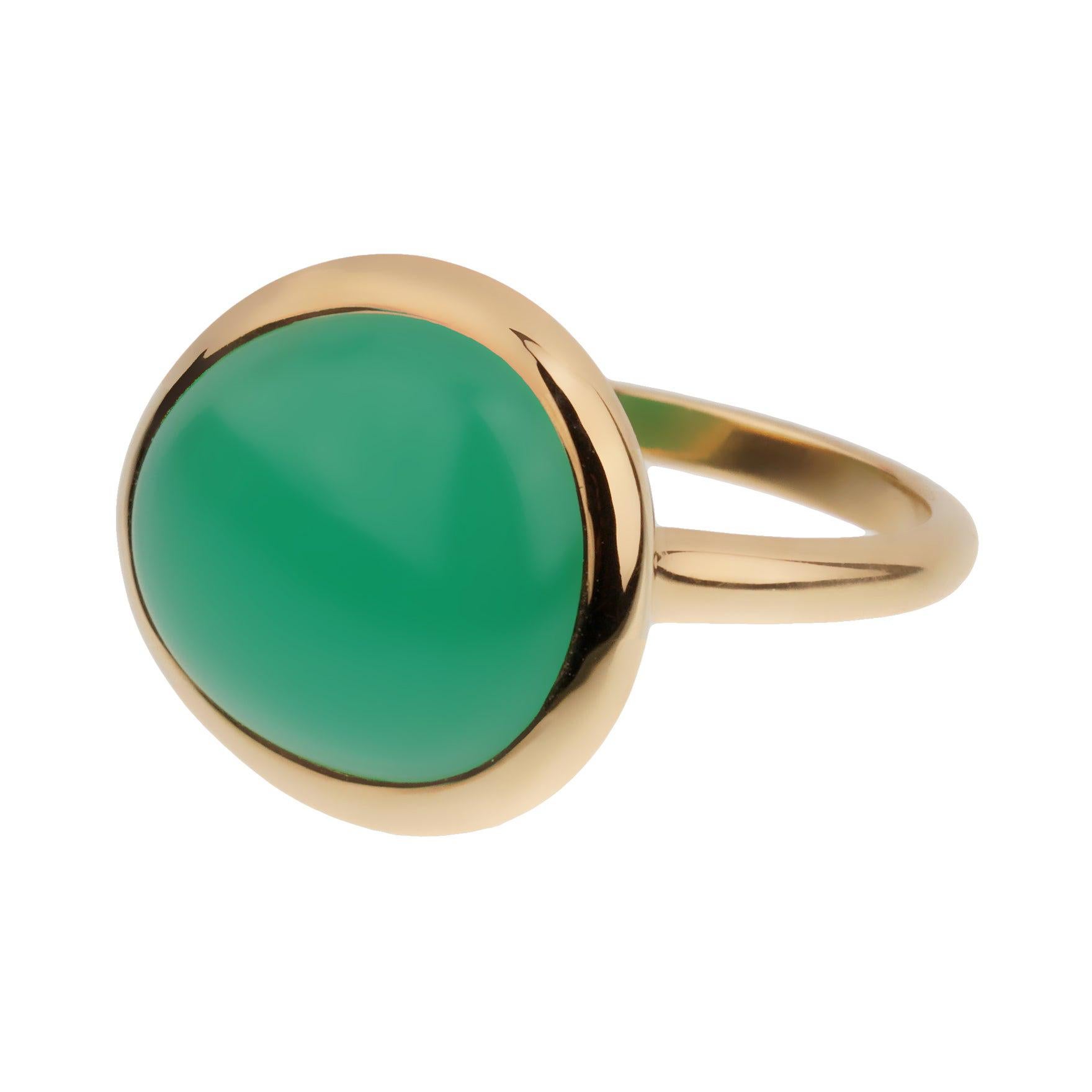 Fred of Paris 7ct Chrysophase Cabochon Yellow Gold Cocktail Ring For Sale