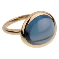 Fred of Paris: Gelbgold-Cocktailring, 7 Karat Londoner Topas Cabochon