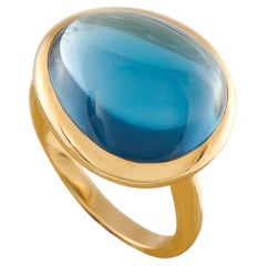 Fred of Paris Belles Rives 18K Yellow Gold London Blue Topaz Ring FP09-050426