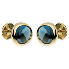 Fred of Paris Blue Topaz Yellow Gold Stud Earrings