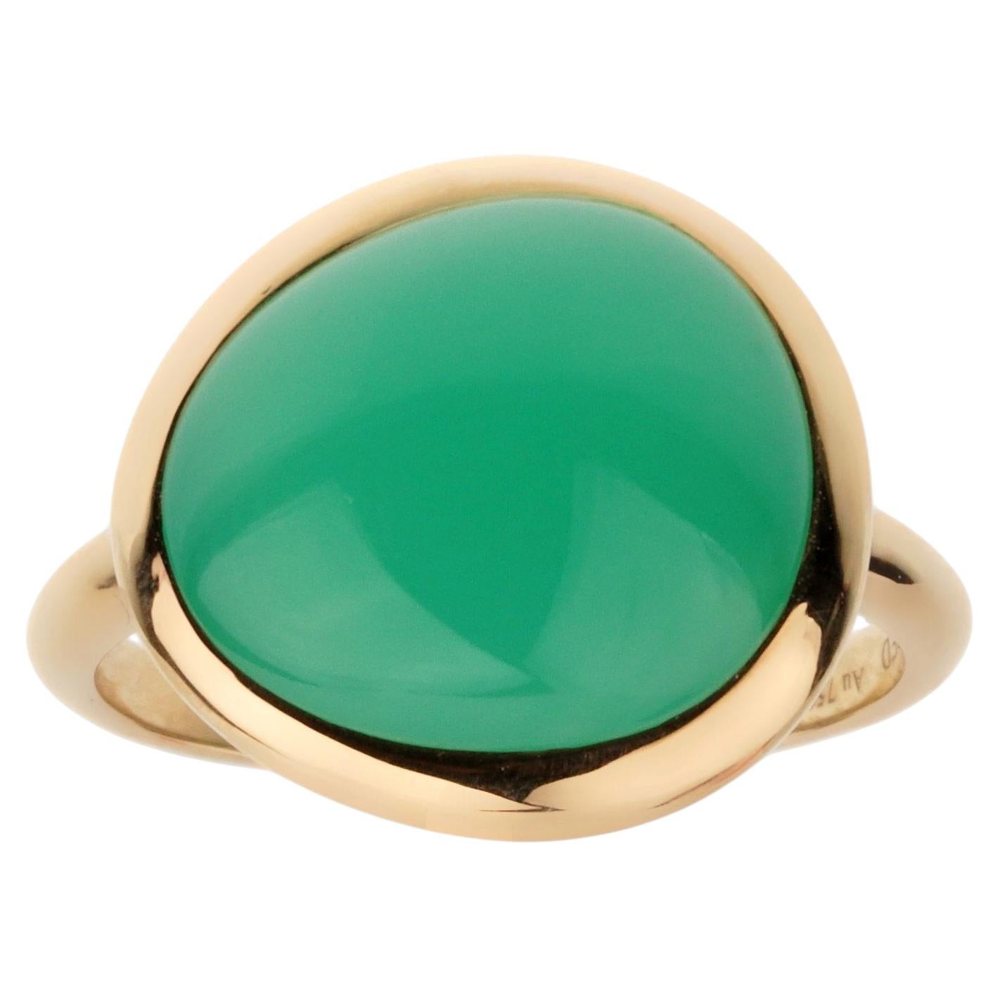 Fred von Paris Chrysopras Cabochon 18k Gold Cocktail Ring Größe 6