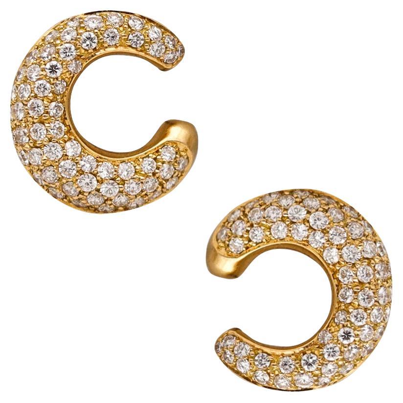 Fred of Paris Clips On Earrings In 18Kt Yellow Gold With 3.54 Ctw In VVS Diamond