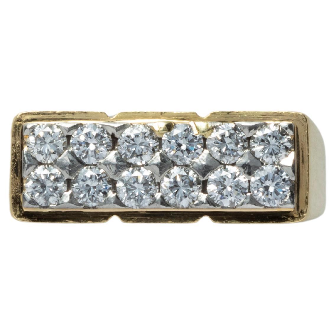 Fred of Paris Bague rectangulaire en or et diamants