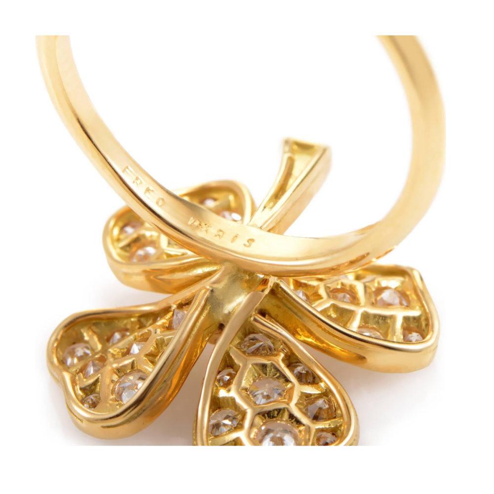 Fred of Paris Diamanten & 18k Gelbgold 4-Blatt Kleeblatt Ring (Brillantschliff) im Angebot