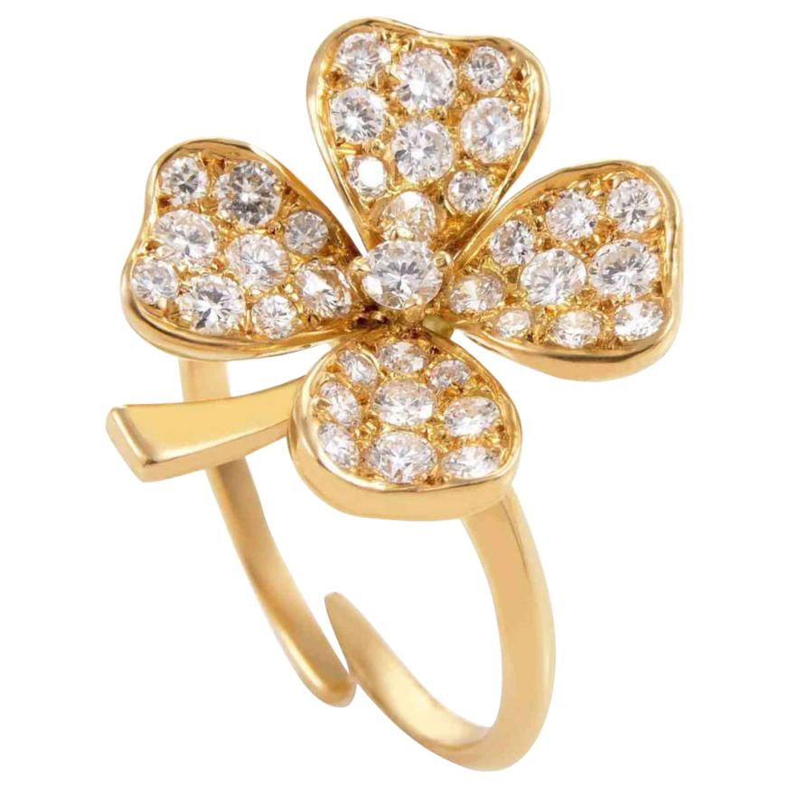 Fred of Paris Diamonds & 18k Yellow Gold 4-Leaf Clover Ring