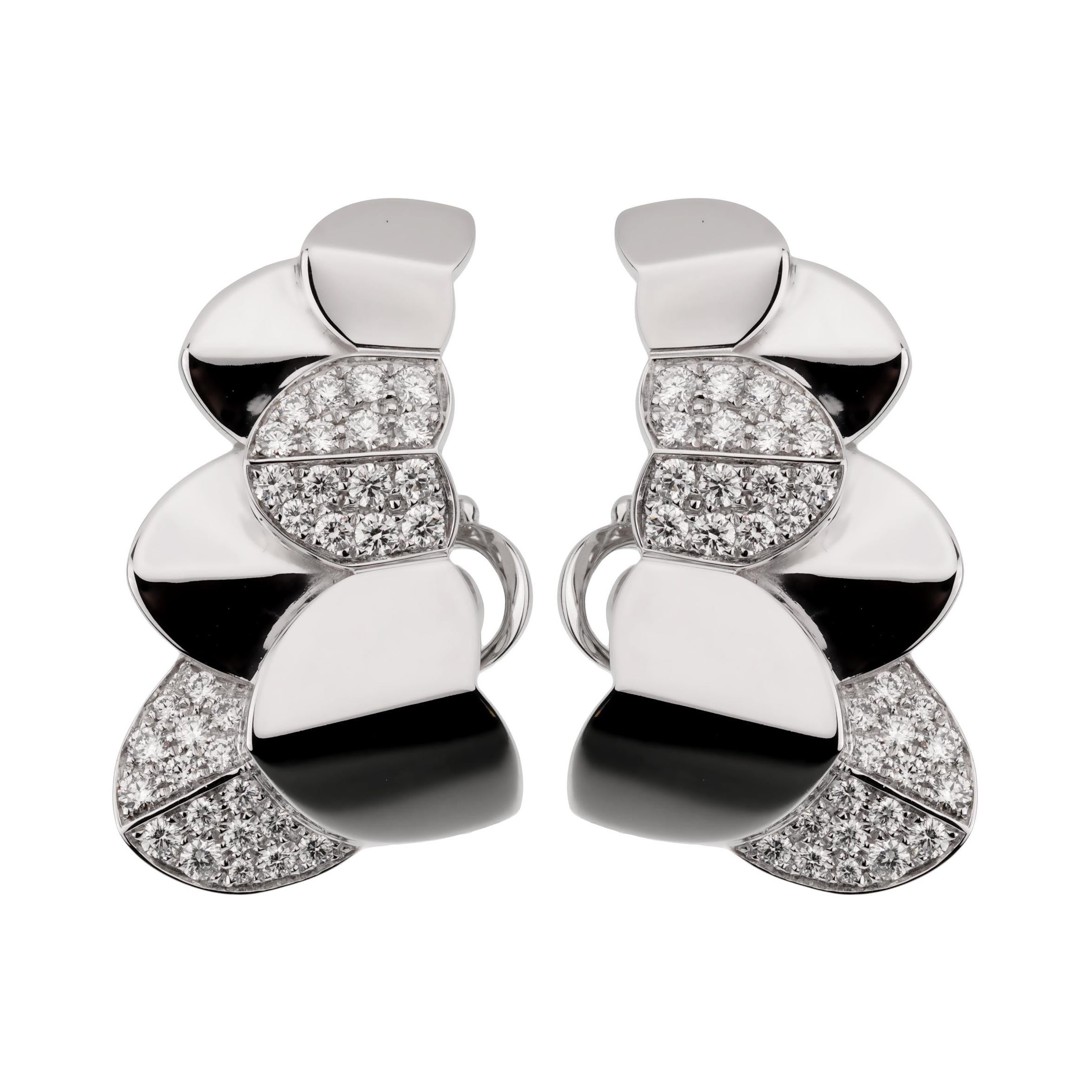 Fred of Paris Double Arc White Gold Diamond Earrings For Sale