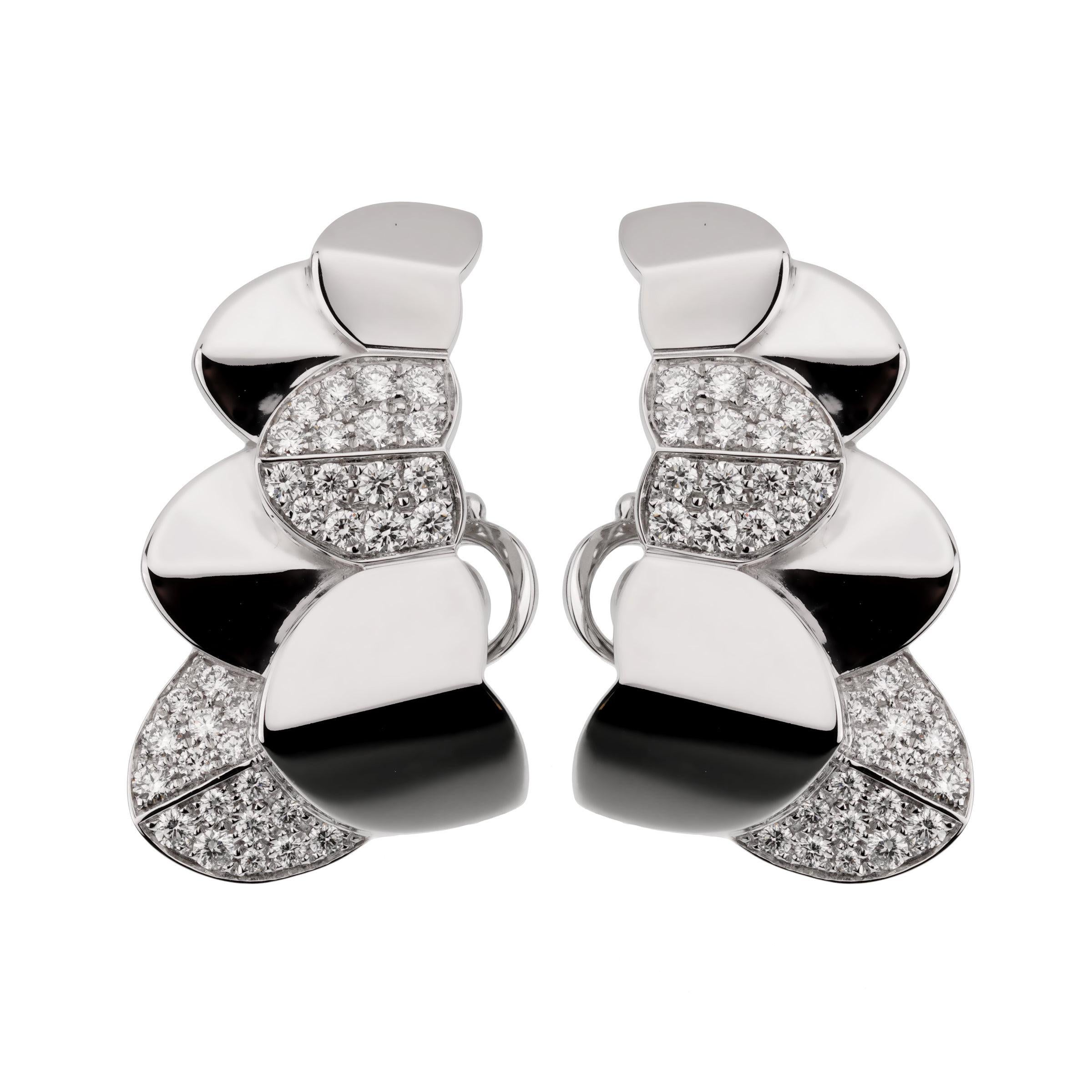 Fred of Paris Double Arc White Gold Diamond Earrings For Sale