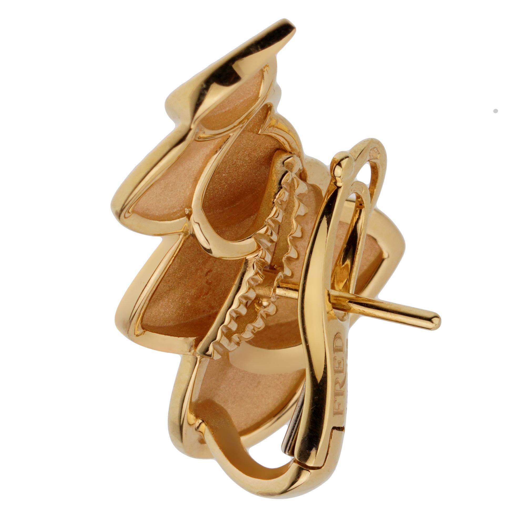 Fred of Paris Double Arc Yellow Gold Earrings In New Condition For Sale In Feasterville, PA