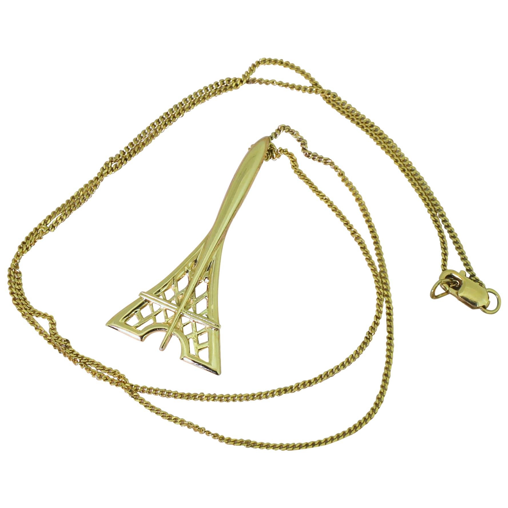 Fred of Paris Eiffel Tower 18 Karat Yellow Gold Pendant For Sale