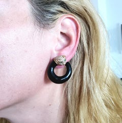 Fred of Paris Enamel Panther Clips Earrings 18kt Yellow Gold 3.56 Ctw in Diamond