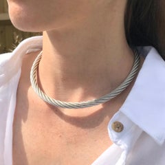 Fred of Paris ‘Force 10’ 18 Karat Gold and Steel Cable Choker Necklace