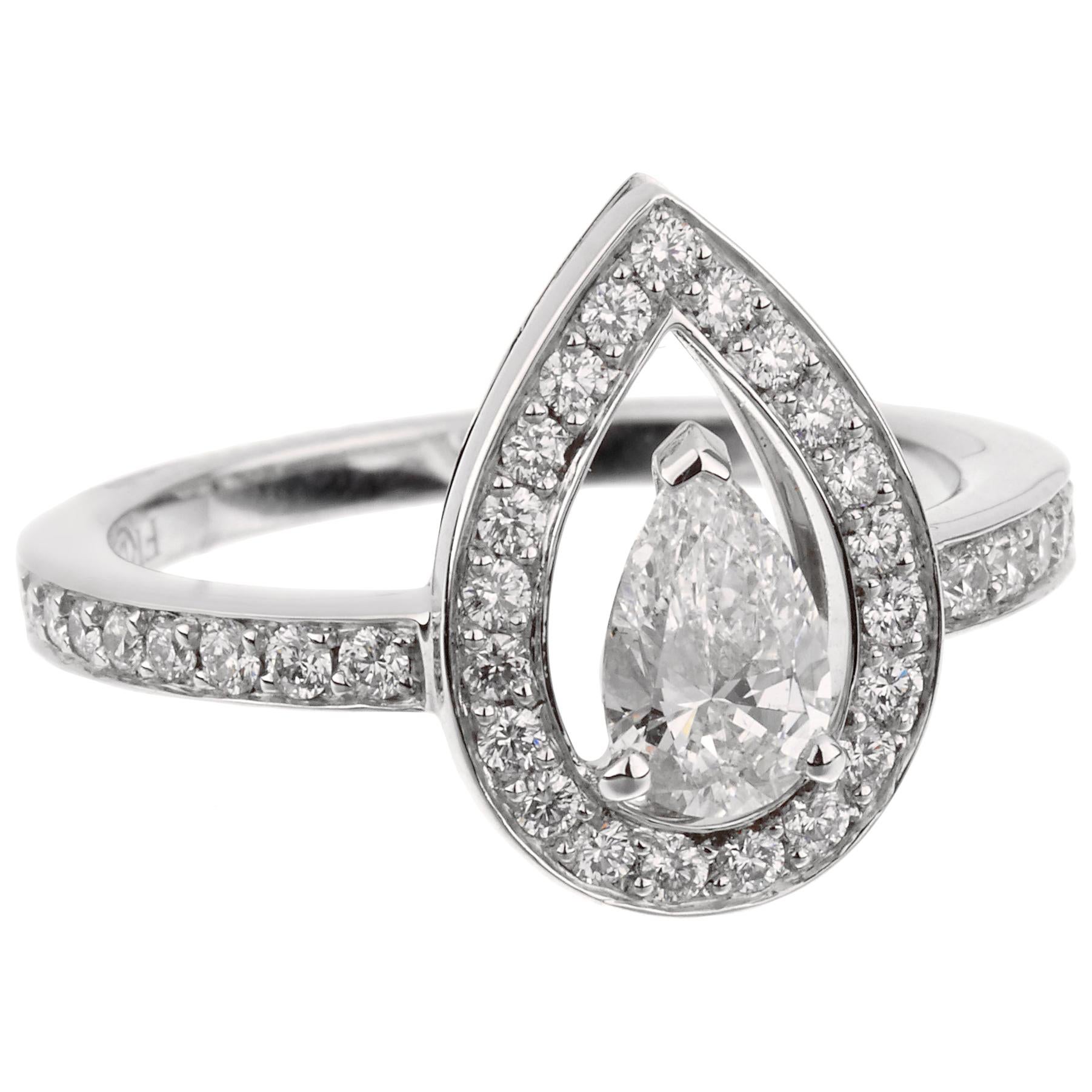 Fred of Paris GIA Certified Lovelight Pear Shaped Diamond Engagement Ring