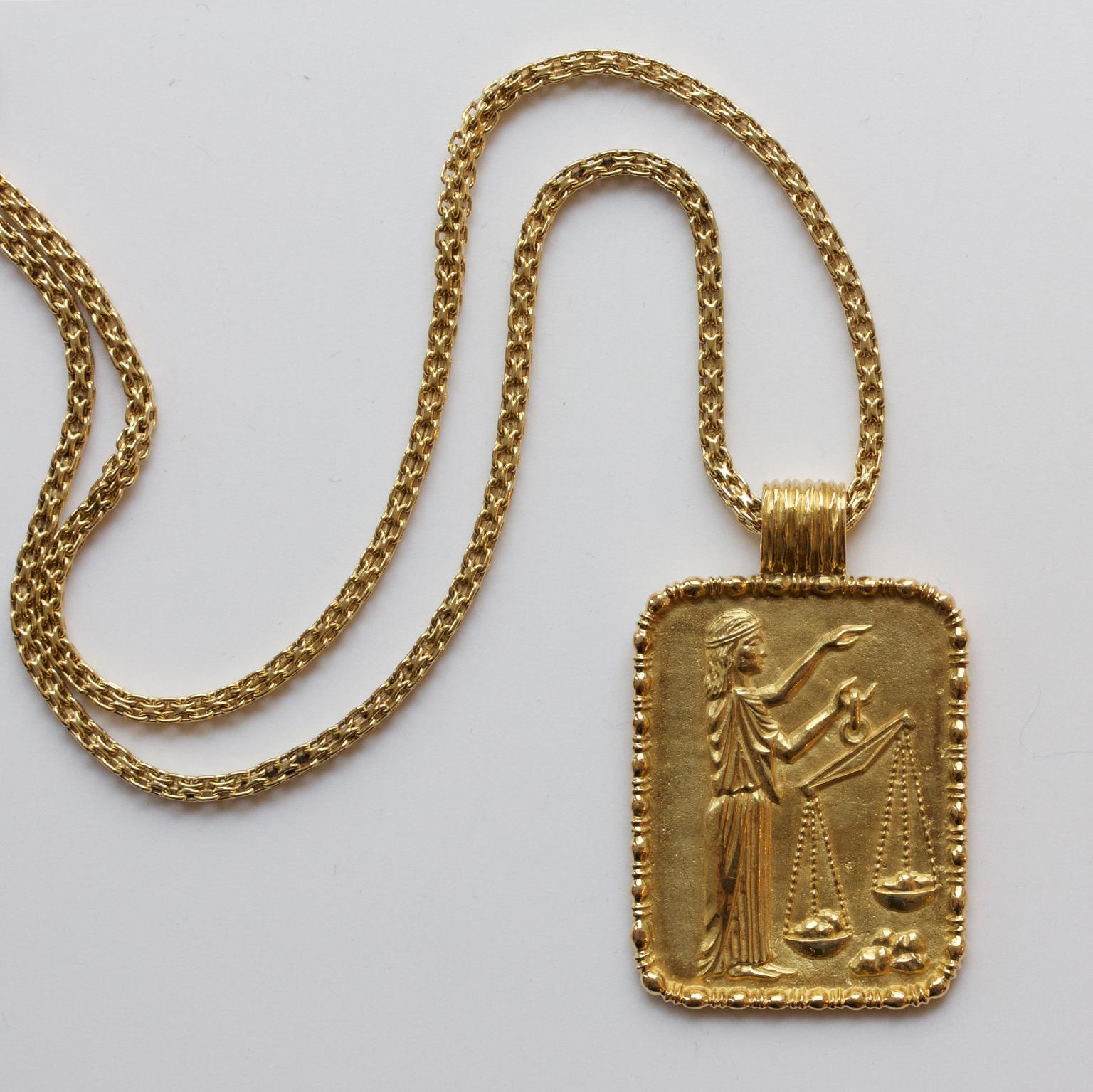 Women's or Men's Fred of Paris Gold Libra Pendant