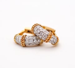 Fred Of Paris Hoops Earrings In 18Kt Yellow Gold With 2.44 Ctw In VS Diamonds