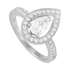 Fred of Paris Lovelight Platinum 0.65 Ct E-VS1 Pear and Round Diamond Ring
