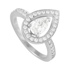Fred of Paris Lovelight Platinum 0.90 Ct G-VS1 Pear and Round Diamond Ring