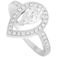 Fred of Paris Lovelight Platinum 1.46 Carat Pear and Round Diamond Ring