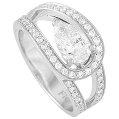 Fred of Paris Lovelight Platinum 1.56 Carat Pear and Round Diamond Ring