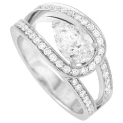 Fred of Paris Lovelight Platin 1,56 Karat Birne und runder Diamantring