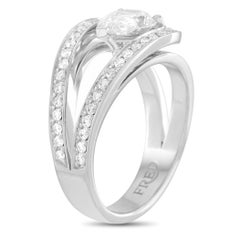 Fred of Paris Lovelight Platinum 1.59 Carat Pear and Round Diamond Ring