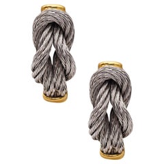 Fred of Paris Modern Hercules Knots Hoops Earrings in 18Kt Yellow Gold and Cable