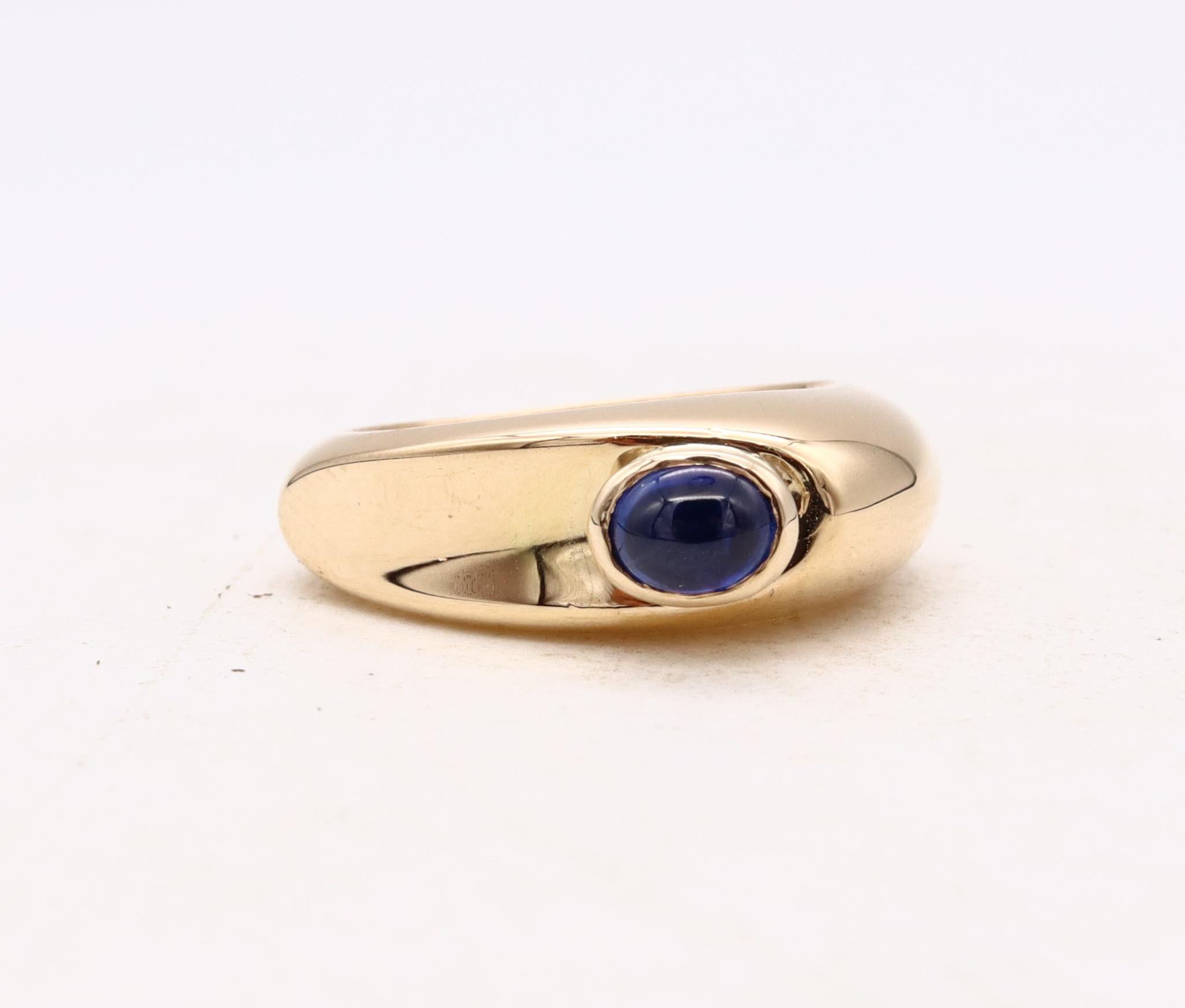 Fred of Paris Modernist Gem Set Ring 18Kt Yellow Gold 0.96 Cts Ceylon Sapphire For Sale 4