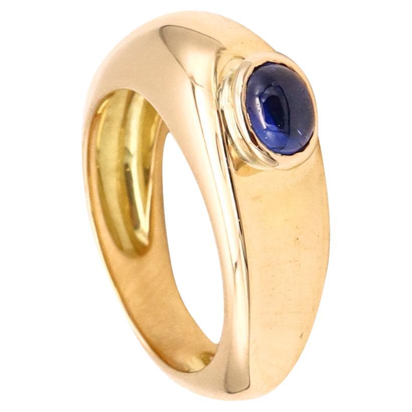 Fred of Paris Modernist Gem Set Ring 18Kt Yellow Gold 0.96 Cts Ceylon Sapphire For Sale