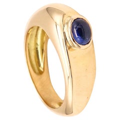 Vintage Fred of Paris Modernist Gem Set Ring 18Kt Yellow Gold 0.96 Cts Ceylon Sapphire