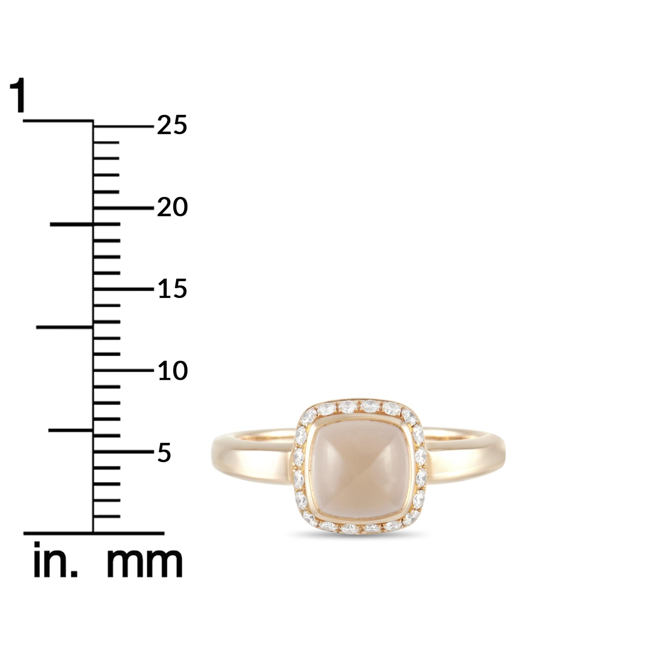 Round Cut Fred of Paris Pain De Sucre 18k Rose Gold 0.15 Ct Diamond and Pink Quartz Ring