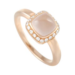 Fred of Paris Pain De Sucre 18k Rose Gold 0.15 Ct Diamond and Pink Quartz Ring