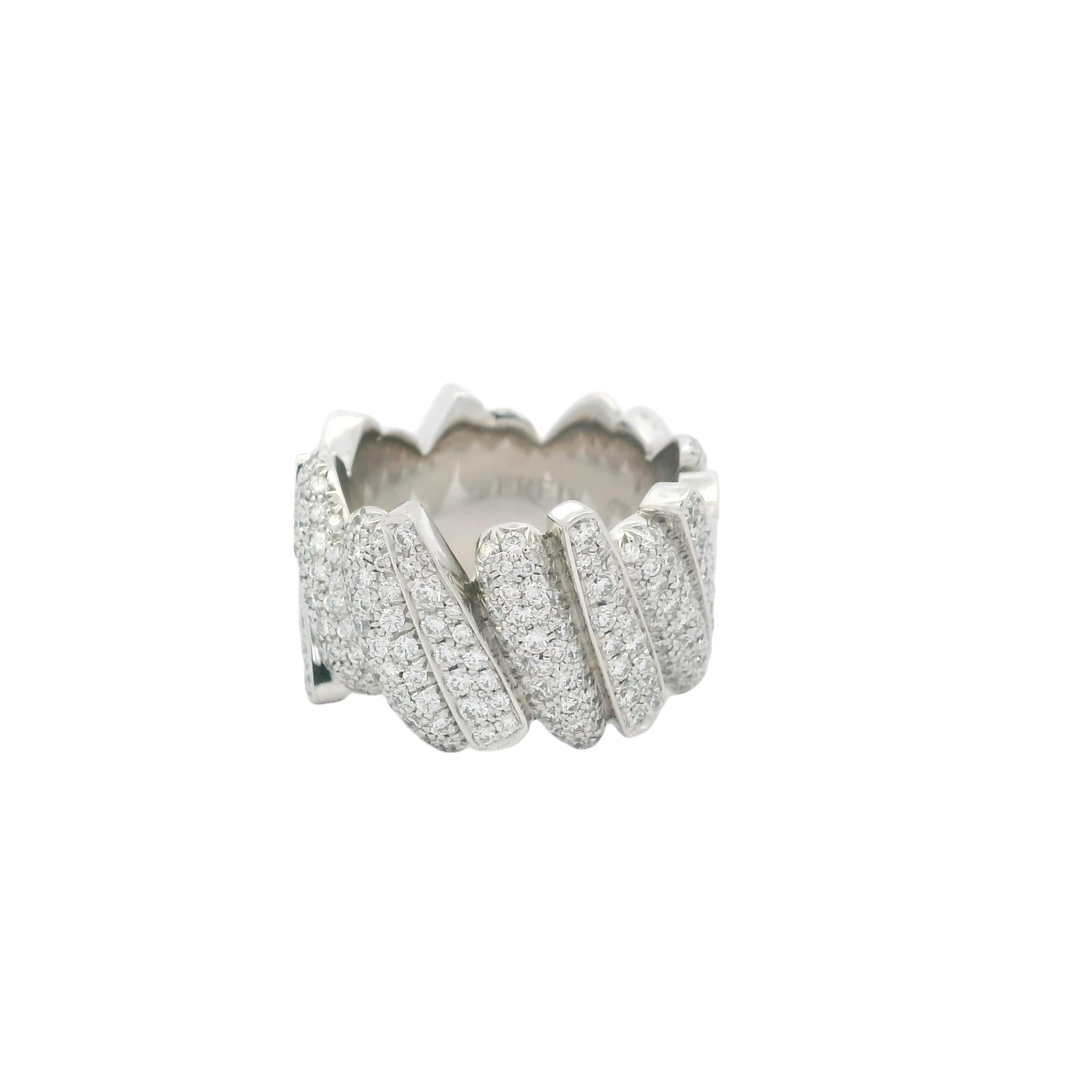 Contemporain Fred of Paris - Bague en or blanc 18 carats avec pavé de diamants, 2,18 carats en vente