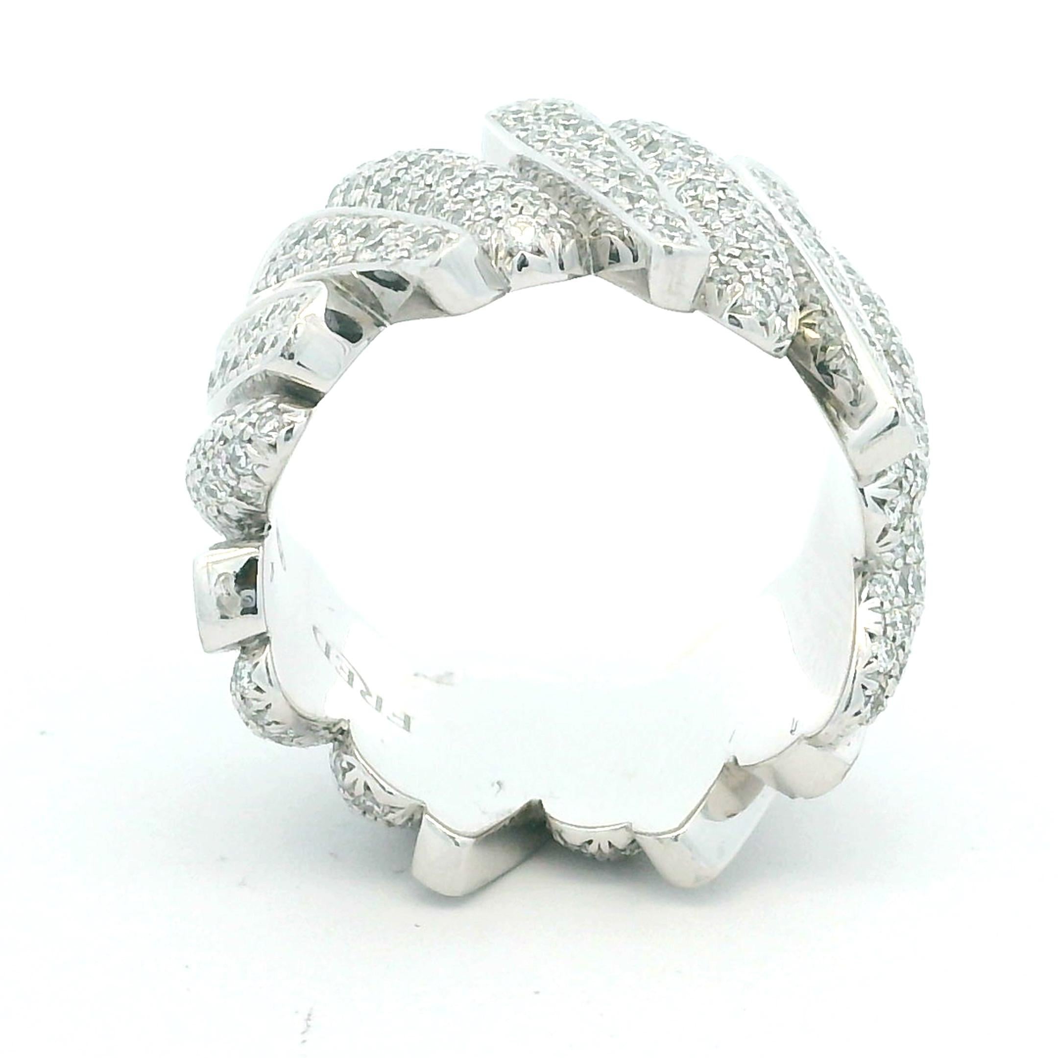 Fred Paris Pavé-Diamantbandring aus 18 Karat Weißgold, 2,18 Karat für Damen oder Herren im Angebot