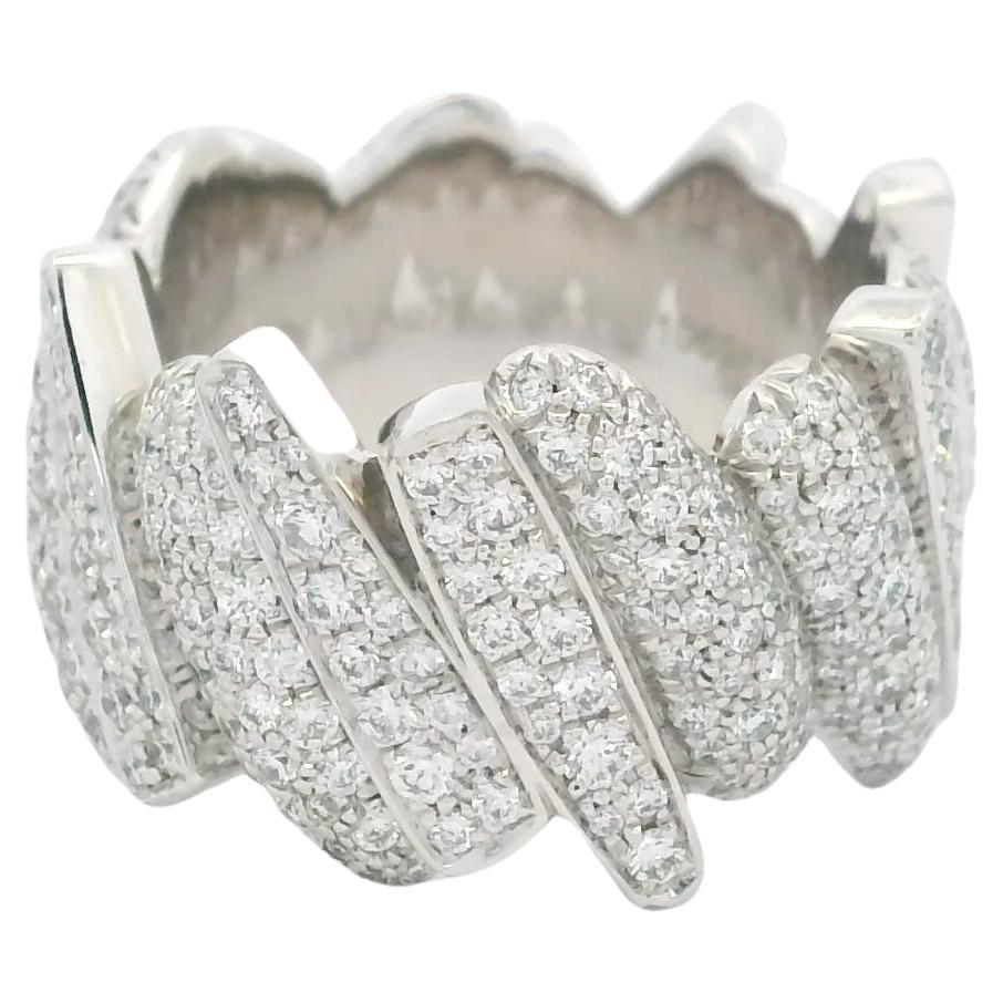 Fred of Paris - Bague en or blanc 18 carats avec pavé de diamants, 2,18 carats en vente