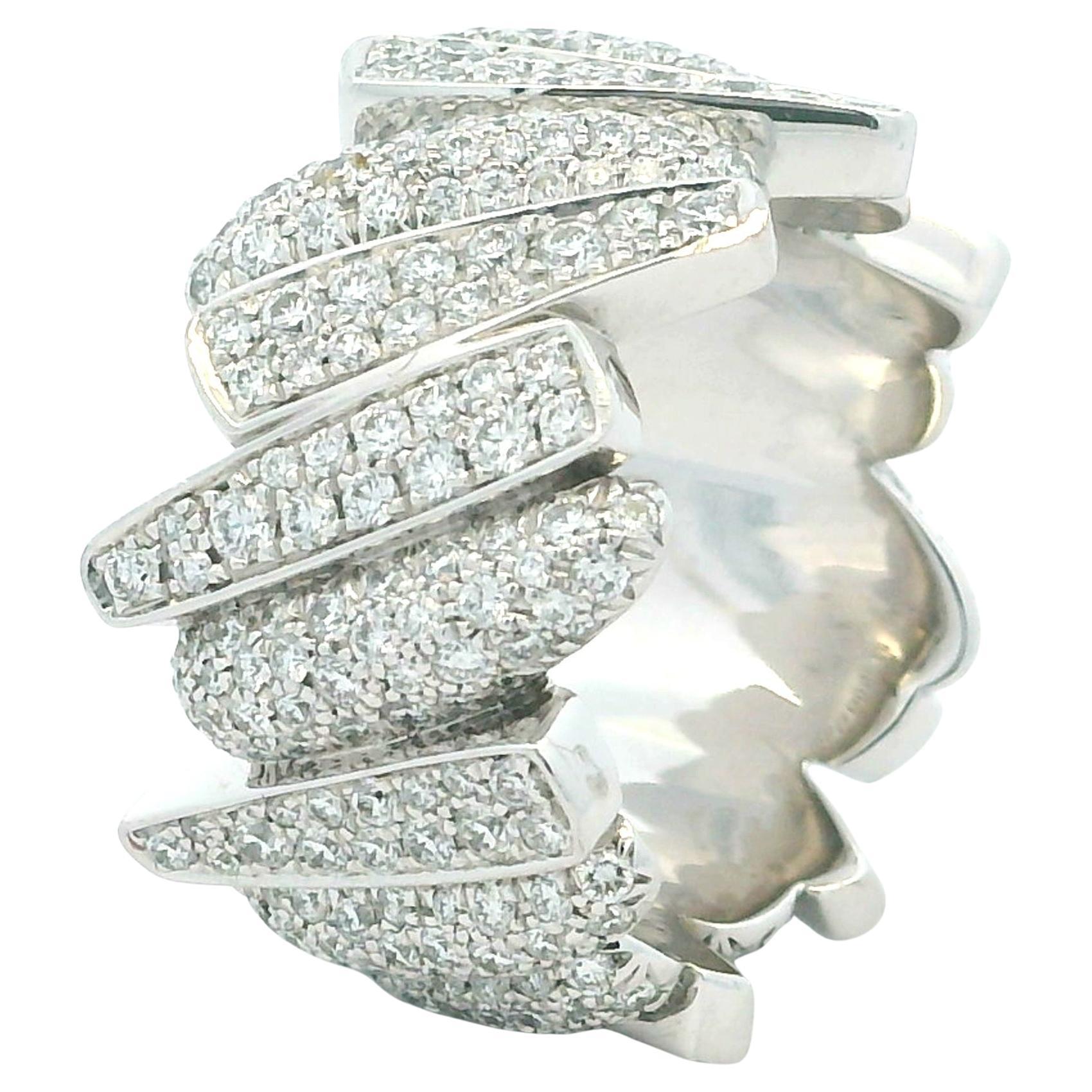 Fred of Paris Anello con pavé di diamanti in oro bianco 18 carati, 2,18 carati