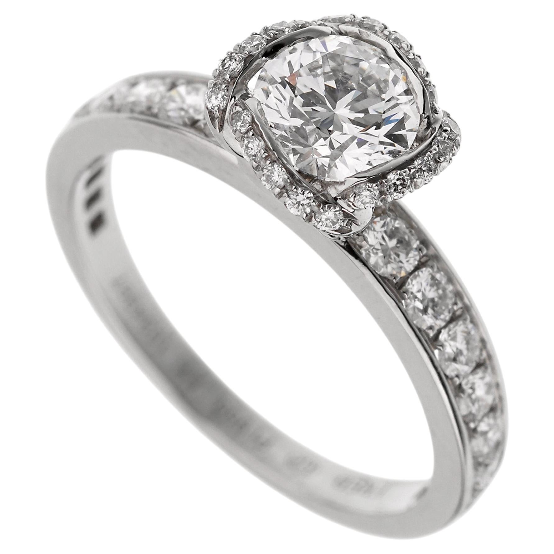 Fred of Paris Platinum Diamond Engagement Ring 1.22 Carat Sz 6 For Sale