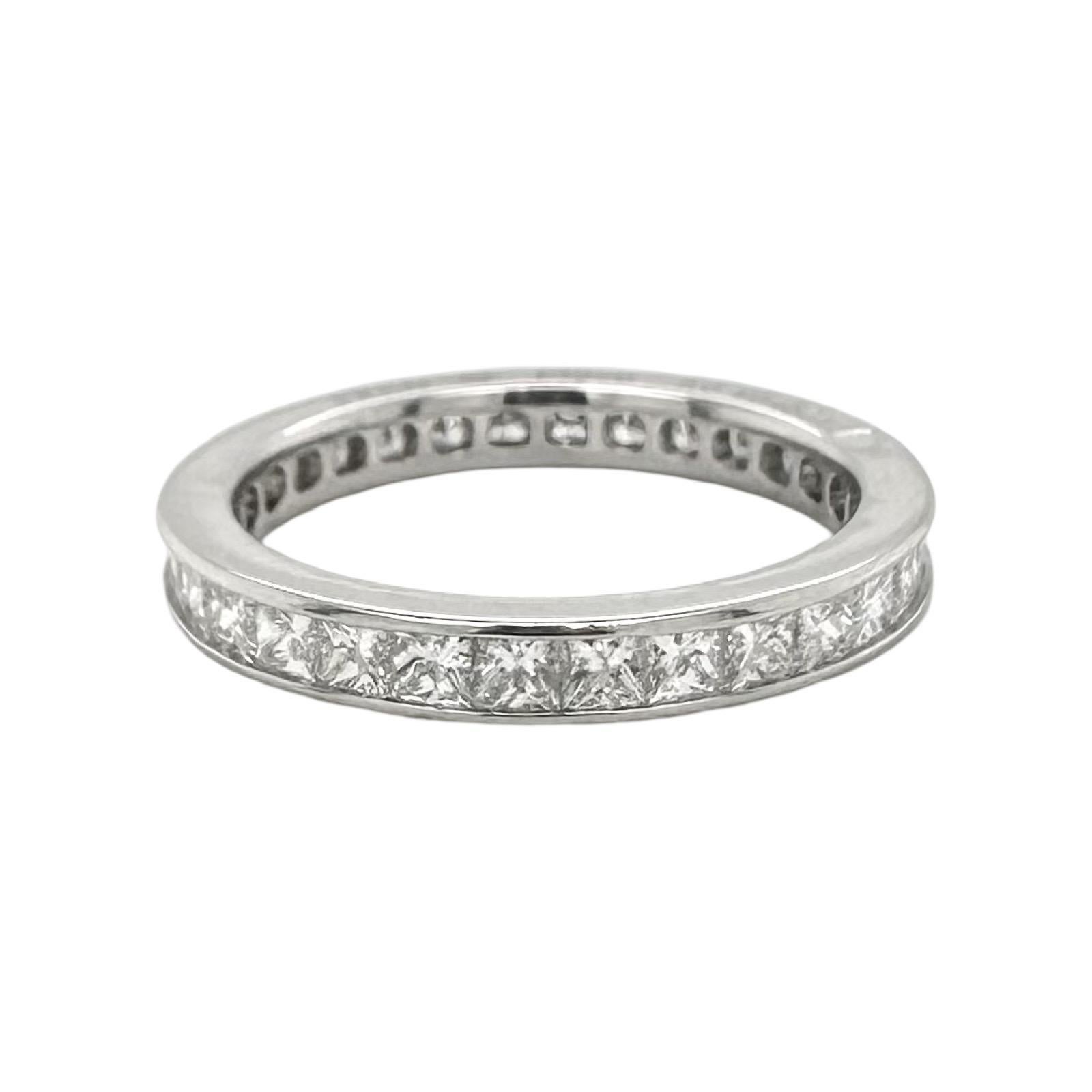 Designer: Fred of Paris  
Style: Eternity Band  
Metal: Platinum  
Metal Purity: 950  
Stone: Princess Cut Diamonds  
Ring Size: 50  
Band Width: 2.67 mm  
Total Carat Weight: Approx. .97 ct  
Total Item Weight (grams): 4.3 g  
Hallmarks: Fred of