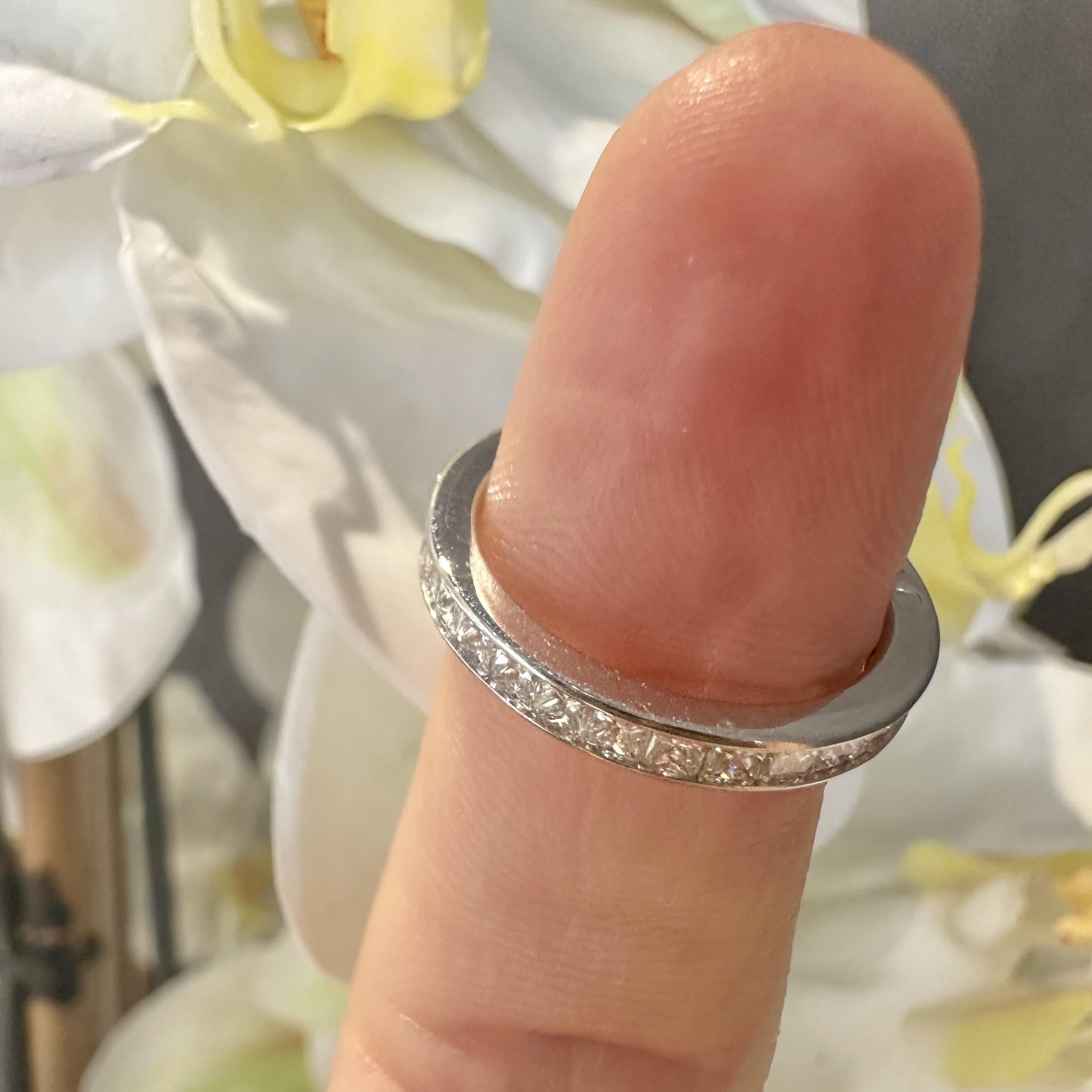 Women's Fred of Paris Platinum Princess Cut Diamond Band Size 50