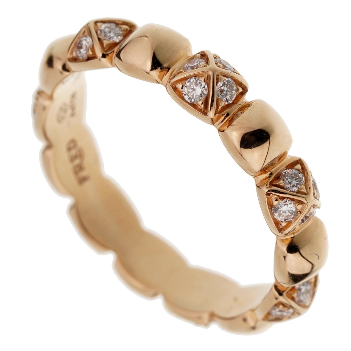 Round Cut Fred of Paris Rose Gold Diamond Pyramid Ring For Sale