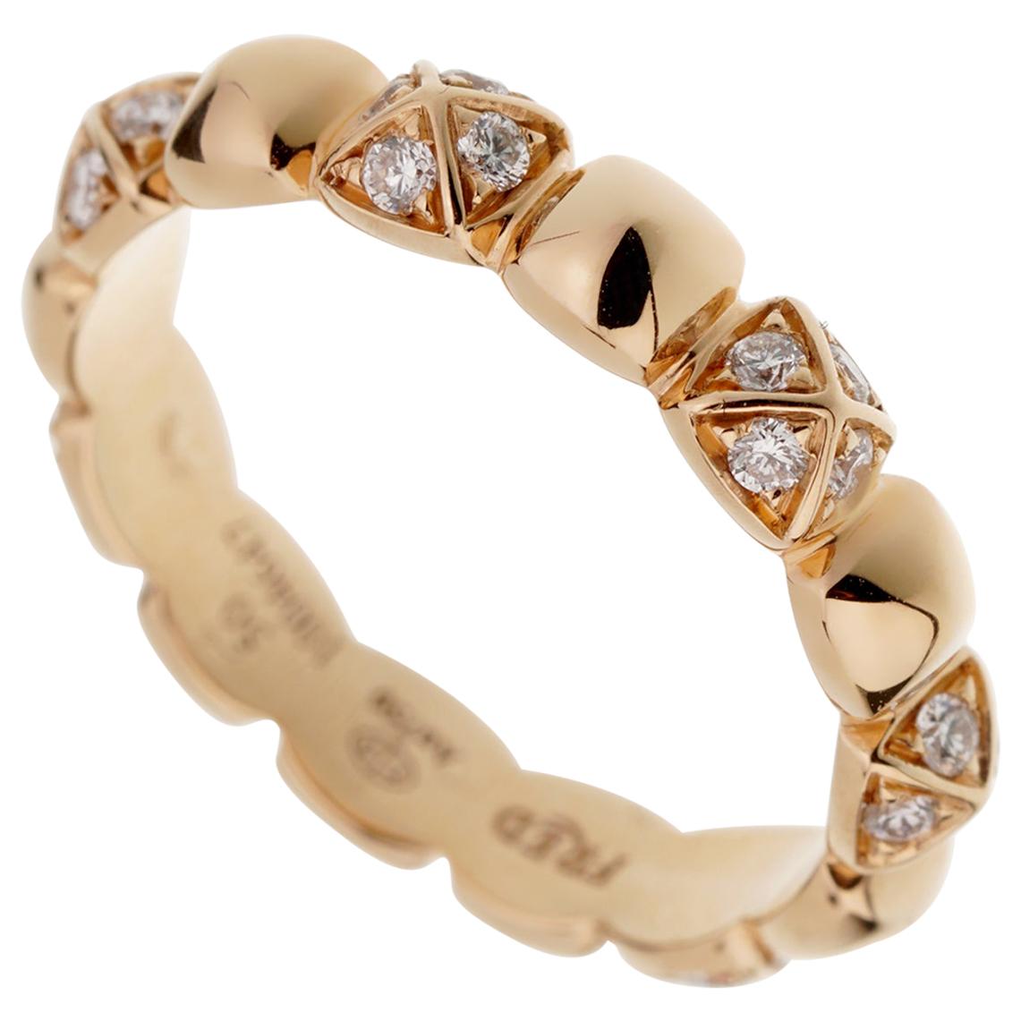 Fred of Paris Rose Gold Diamond Pyramid Ring For Sale
