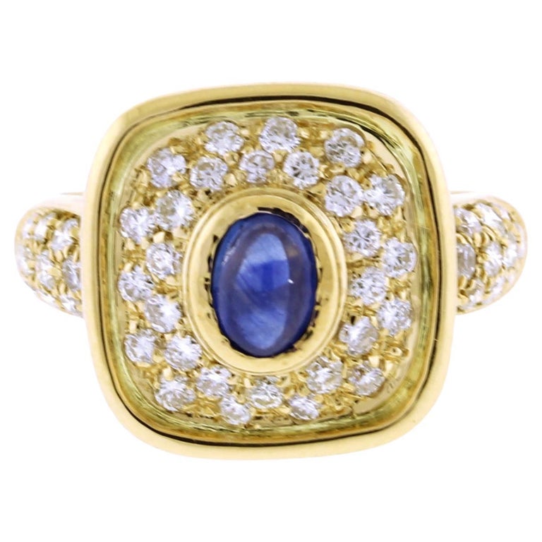 Fred of Paris Sapphire and Diamond Gold Ring For Sale at 1stDibs