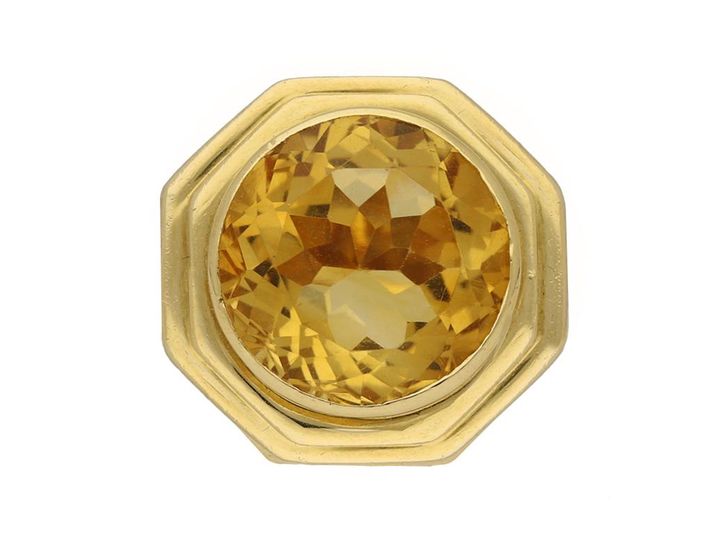 Fred of Paris solitaire citrine ring, French, circa 1970. 