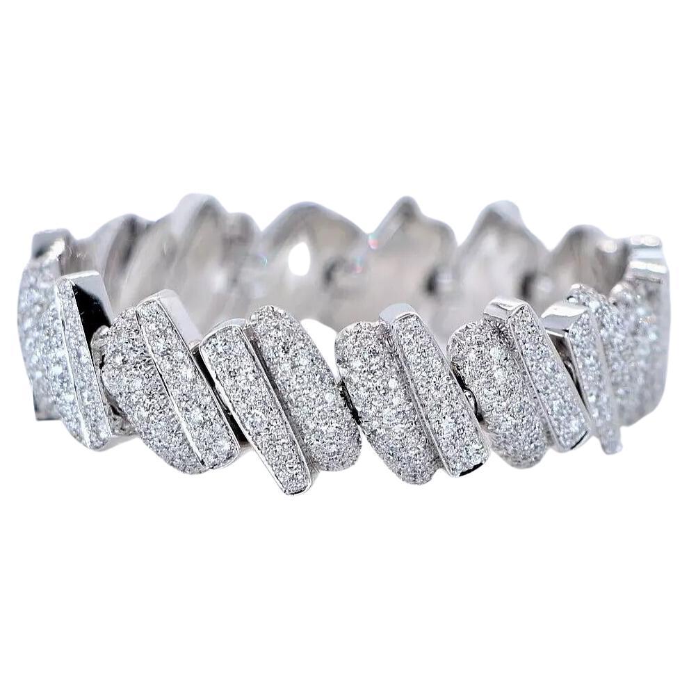 Fred of Paris Success 18k White Gold Pave Diamond Bracelet For Sale