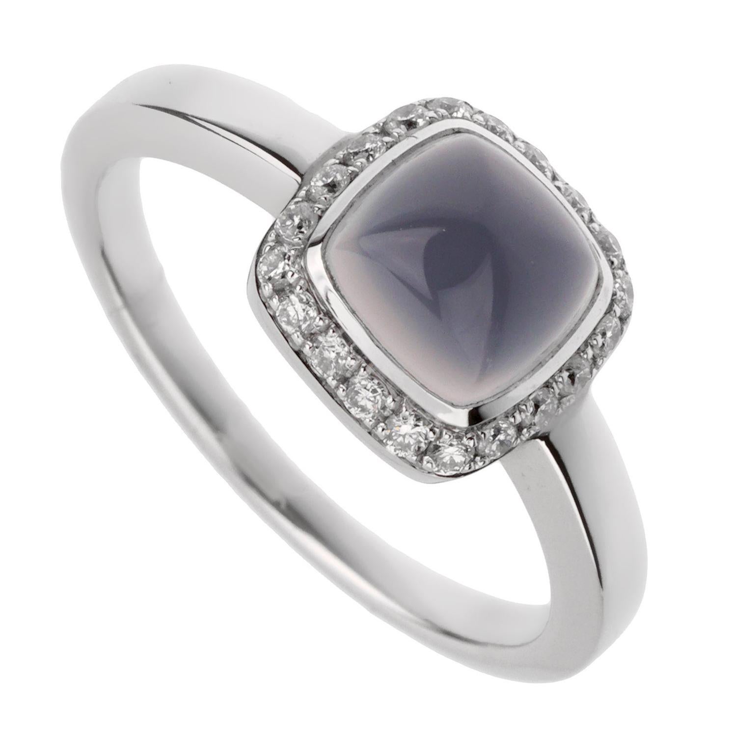Fred of Paris Sugar Cube Chalcedony Diamond Ring For Sale