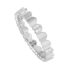 Fred of Paris Une Ile D'or 18k White Gold 0.10 Ct Diamond Band Ring