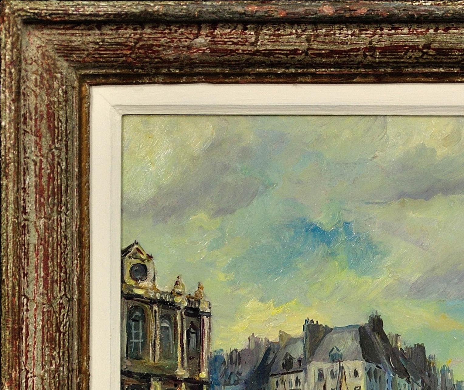 Le Grand Quai, Le Havre. French Mid 20th Century Framed 1950s Oil on Panel. For Sale 16